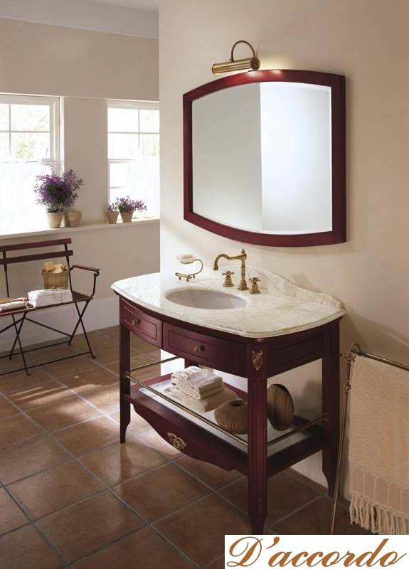 картинка Мебель для ванной комнаты напольная с раковиной-консолью, коллекция Poesia от магазина D'accordo